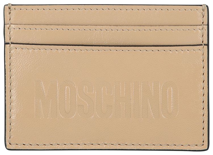 Moschino Embossed Logo Card Holder Beige