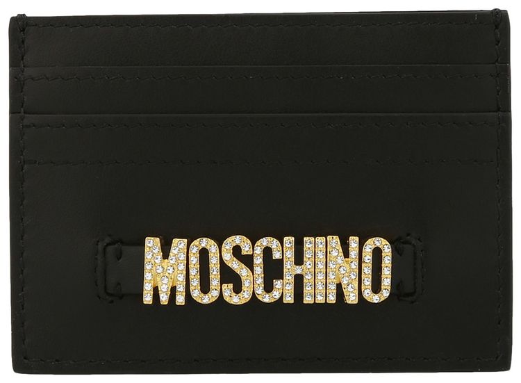 Moschino Crystal Logo Lettering Card Holder Fantasy PrintBlack