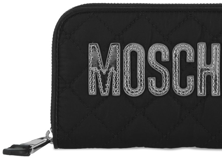 Moschino Quilted Logo Zip Around Wallet Fantasy PrintBlack