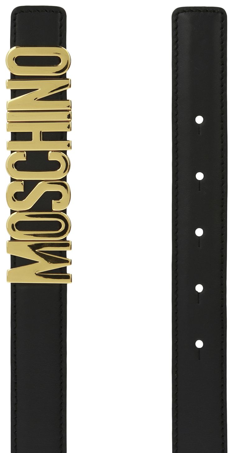 Moschino Calf Leather Logo Belt Black