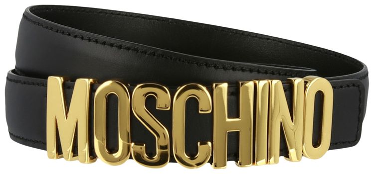 Moschino Calf Leather Logo Belt Black