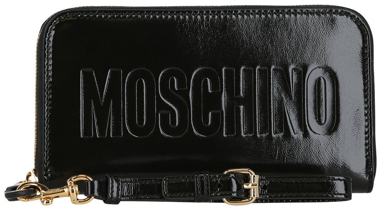Moschino Embossed Coated Leather Wallet Black