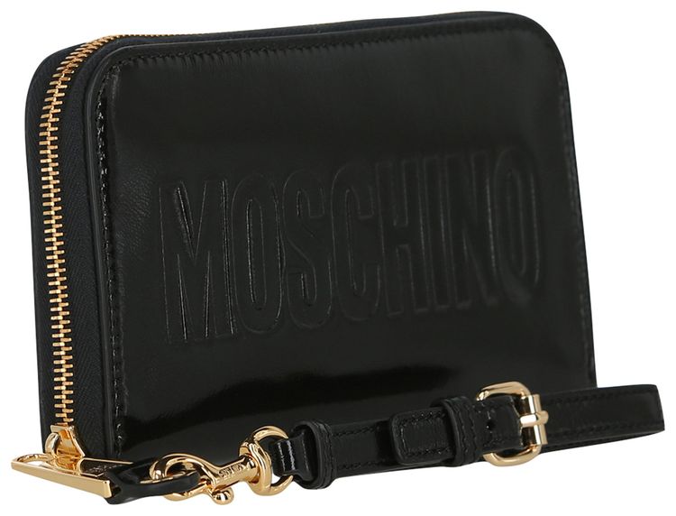 Moschino Embossed Coated Leather Wallet Black