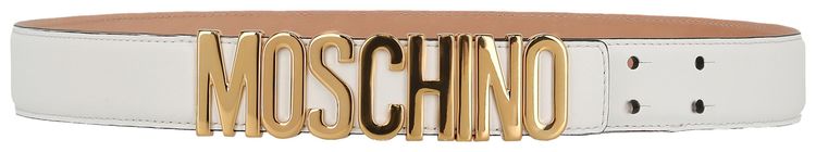 Moschino Calf Leather Logo Belt White