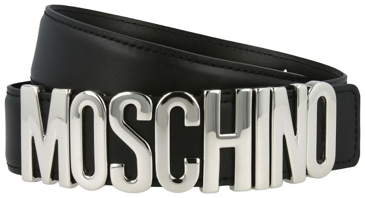 Moschino Calf Leather Logo Belt Black