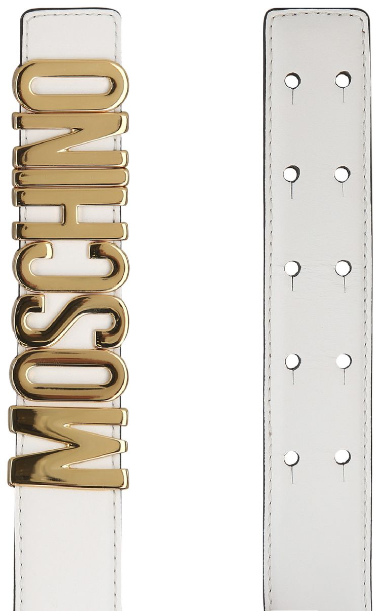 Moschino Calf Leather Logo Belt White