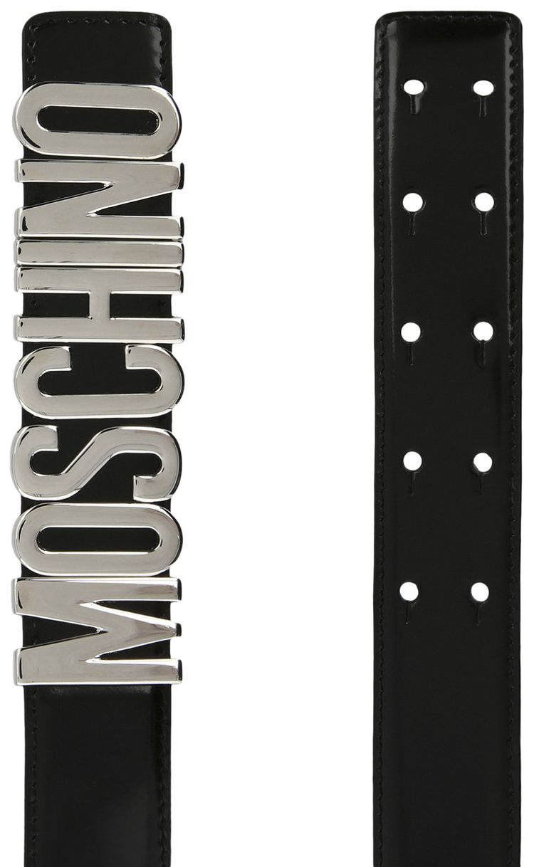 Moschino Calf Leather Logo Belt Black