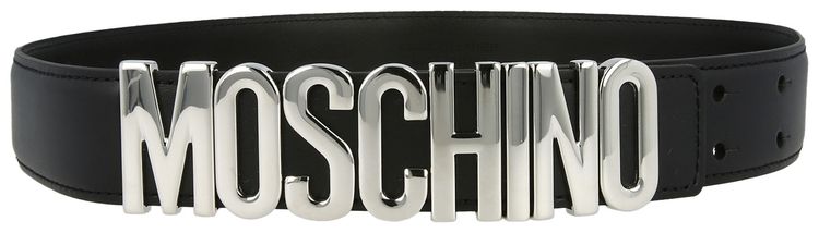 Moschino Calf Leather Logo Belt Black