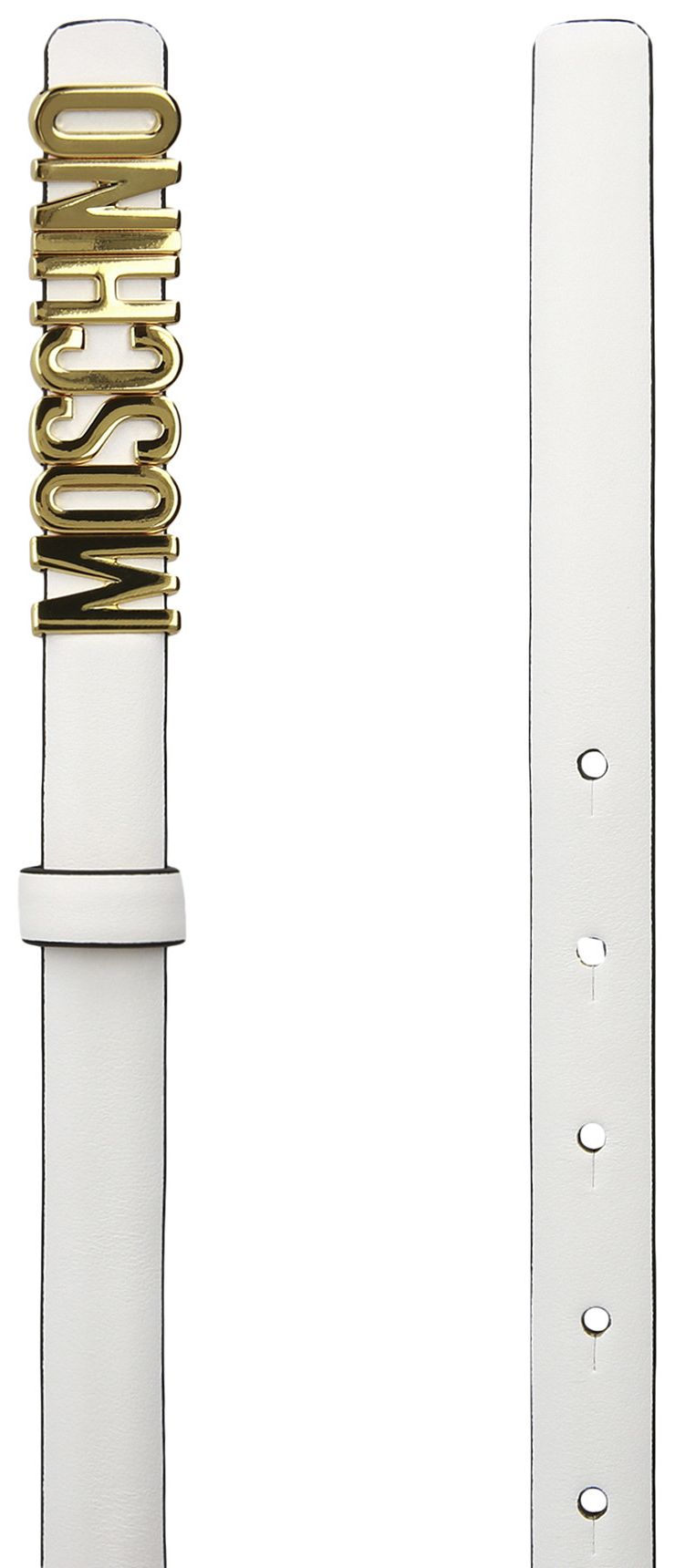 Moschino Calf Leather Logo Belt White