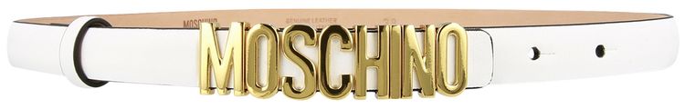 Moschino Calf Leather Logo Belt White