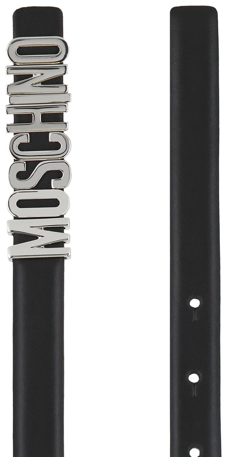 Moschino Calf Leather Logo Belt Black