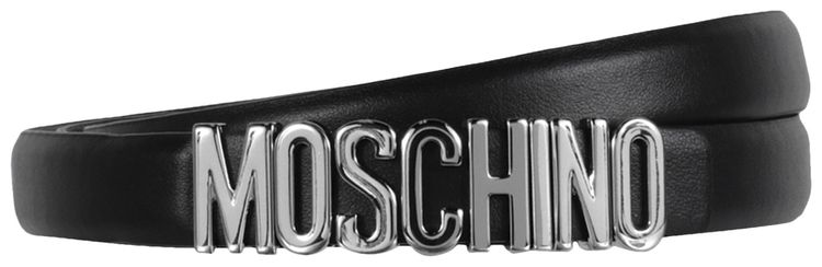 Moschino Calf Leather Logo Belt Black