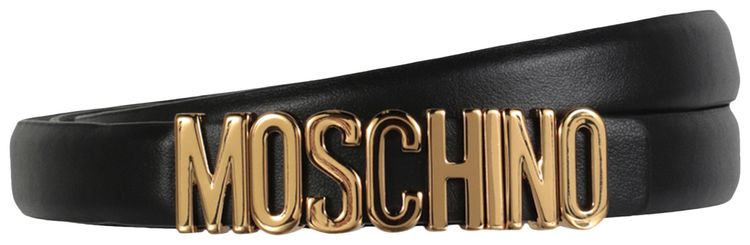 Moschino Calf Leather Logo Belt Black
