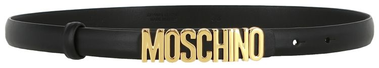 Moschino Calf Leather Logo Belt Black