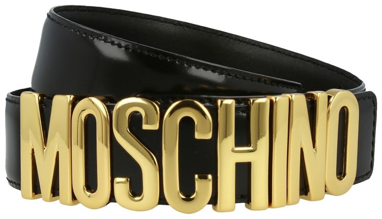 Moschino Calf Leather Logo Belt Black