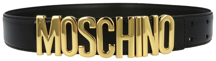 Moschino Calf Leather Logo Belt Black