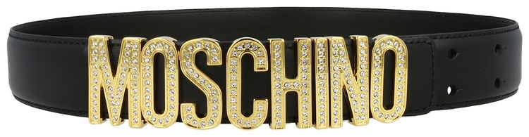 Moschino Calf Leather Logo Belt Fantasy PrintBlack