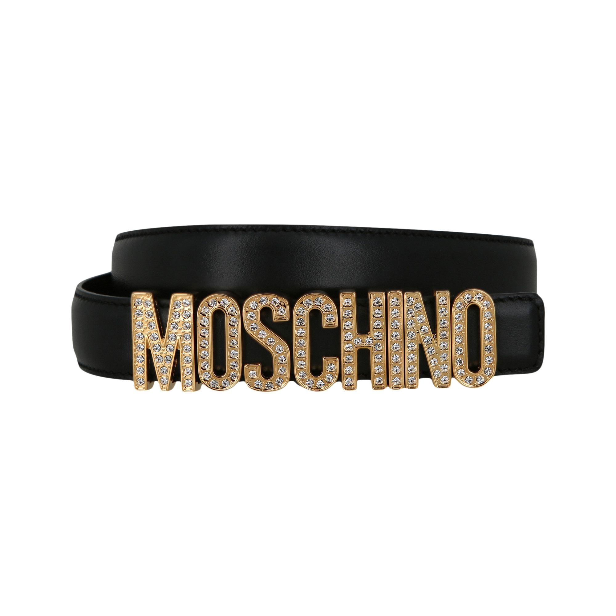 Buy Moschino Calf Leather Logo Belt 'Fantasy Print/Black