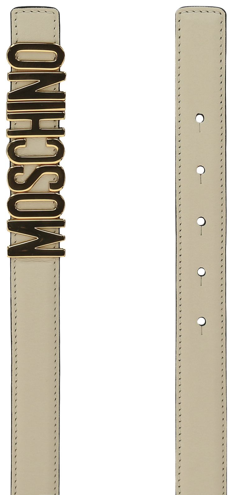 Moschino Calf Leather Logo Belt Ivory