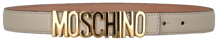 Moschino Calf Leather Logo Belt Ivory