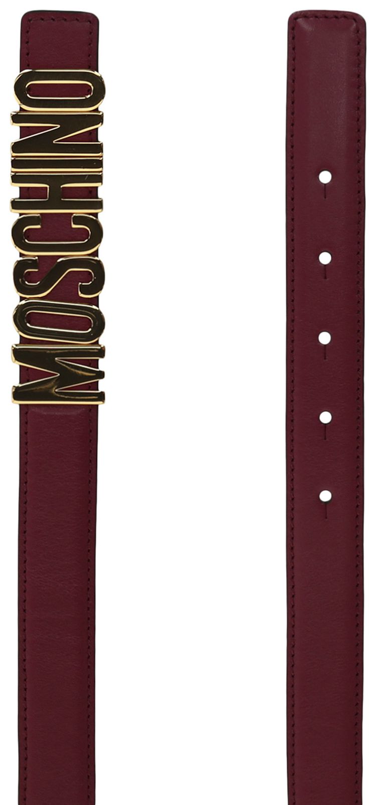 Moschino Calf Leather Logo Belt Bordeaux