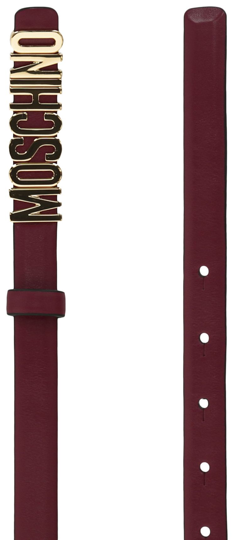 Moschino Calf Leather Logo Belt Bordeaux