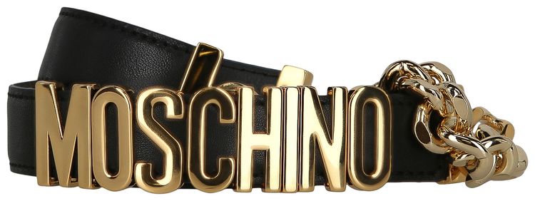 Moschino Logo Belt With Chain Black