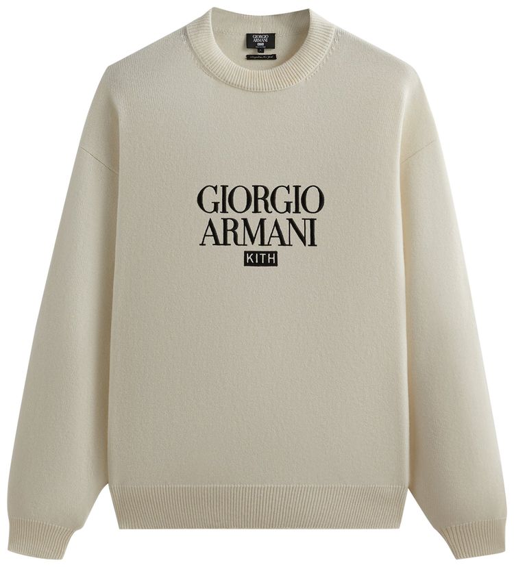 Buy Kith & Giorgio Armani Classic Logo Cashmere Sweater 'Sandrift' - GM000832F14221T | GOAT