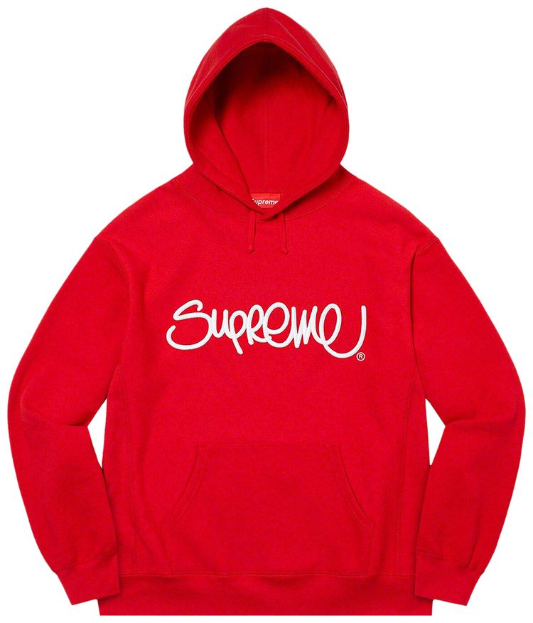 Supreme Raised Handstyle Hooded Sweatshirt Red