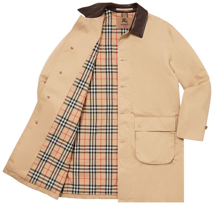 Supreme x Burberry Leather Collar Trench Beige