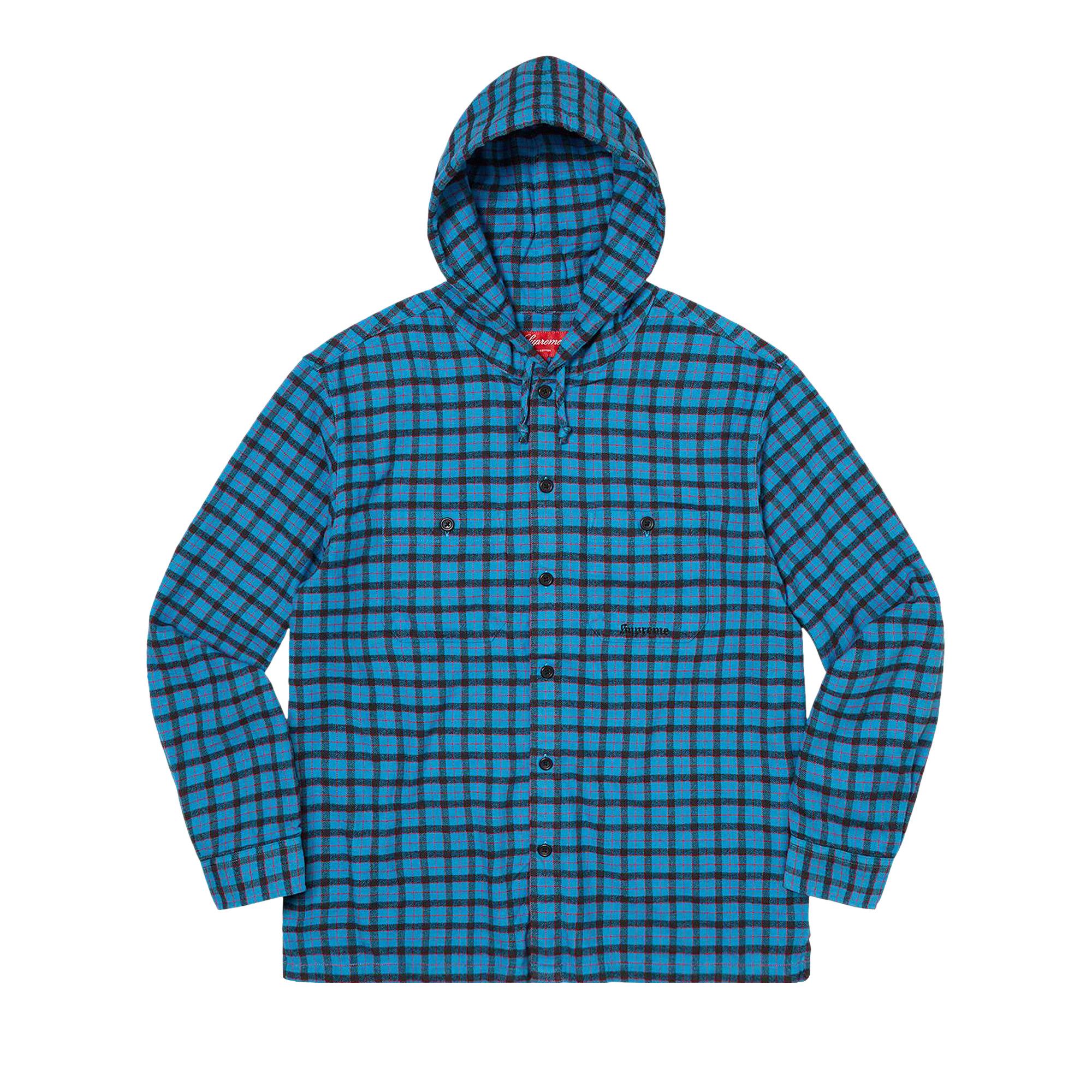 トップス Supreme 22SS Mini Plaid Hooded Shirt XL Buy Supreme Mini Plaid Hooded Shirt 'Blue' - SS22S24 BLUE | GOAT