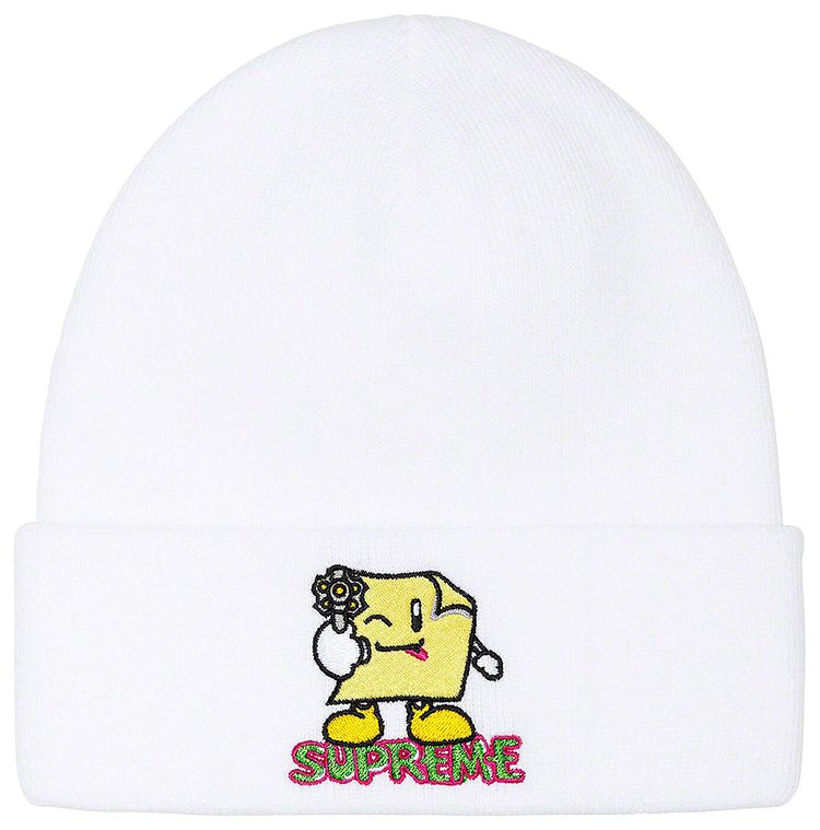 Supreme Sticky Note Beanie White