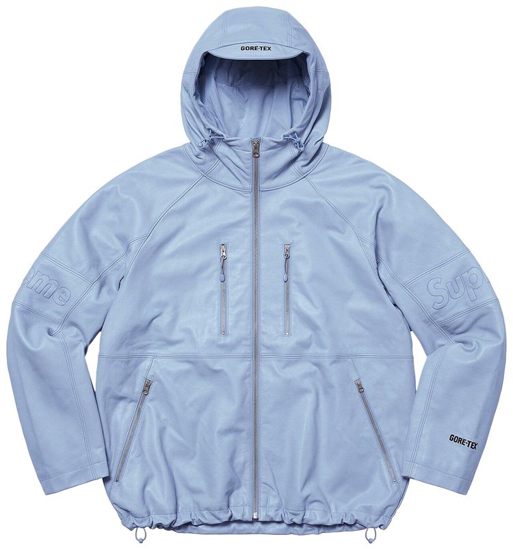 Supreme GORE TEX Leather Jacket Light Blue