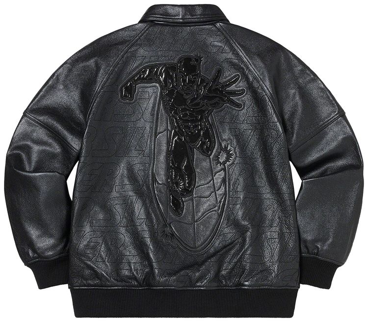 Buy Supreme Silver Surfer Leather Varsity Jacket 
