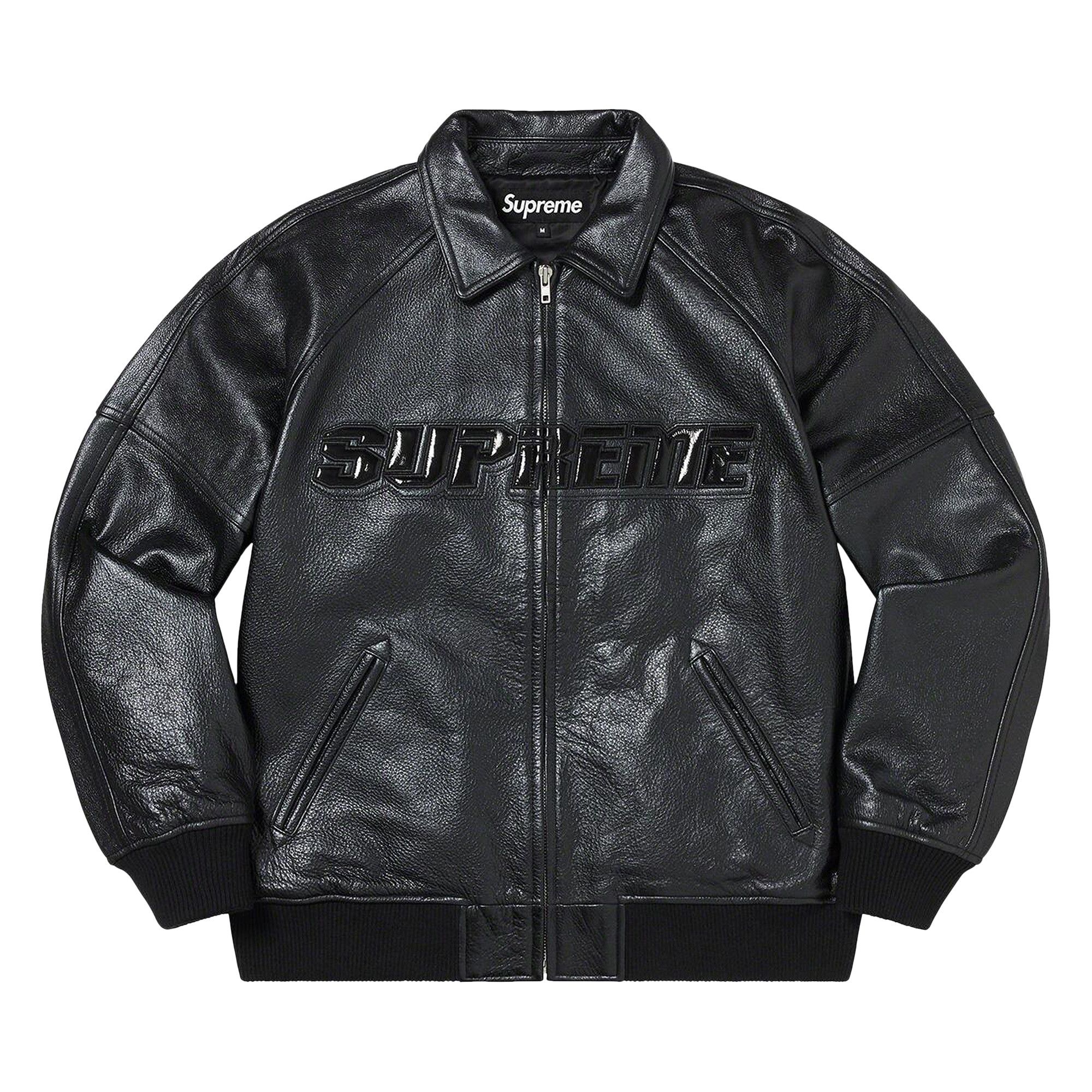 Buy Supreme Silver Surfer Leather Varsity Jacket 'Black