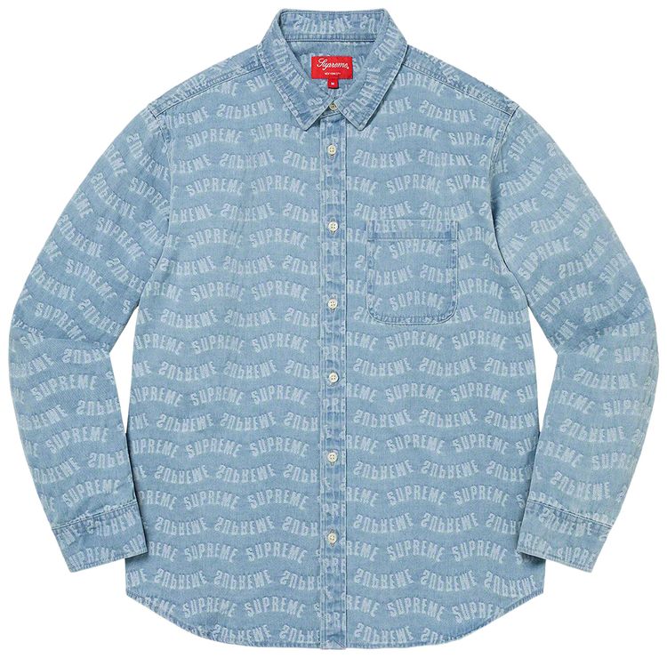 Supreme Arc Jacquard Denim Shirt Blue