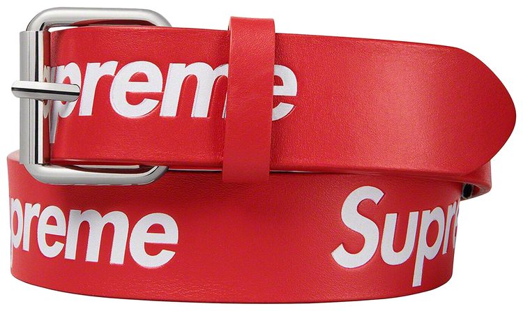 Supreme Repeat Leather Belt Red
