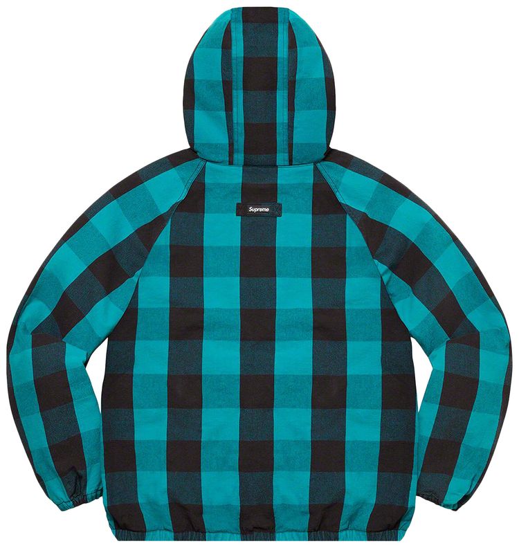 Supreme Cotton Hooded Jacket Teal Plaid