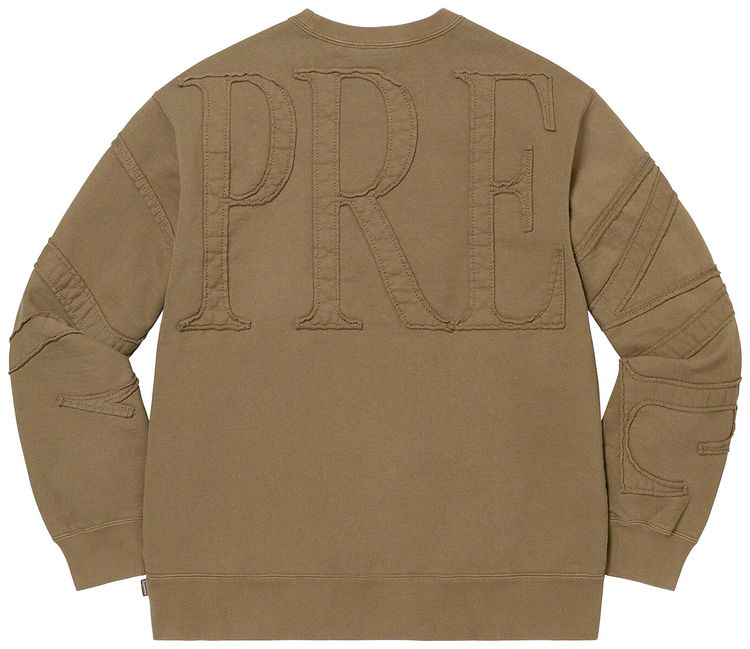 Supreme Tonal Applique Crewneck Olive Brown