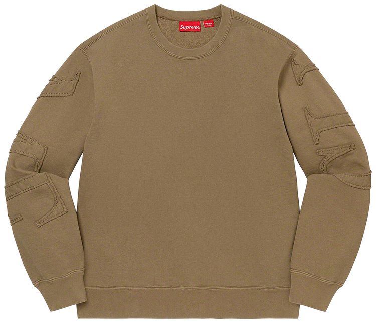 Supreme Tonal Applique Crewneck Olive Brown