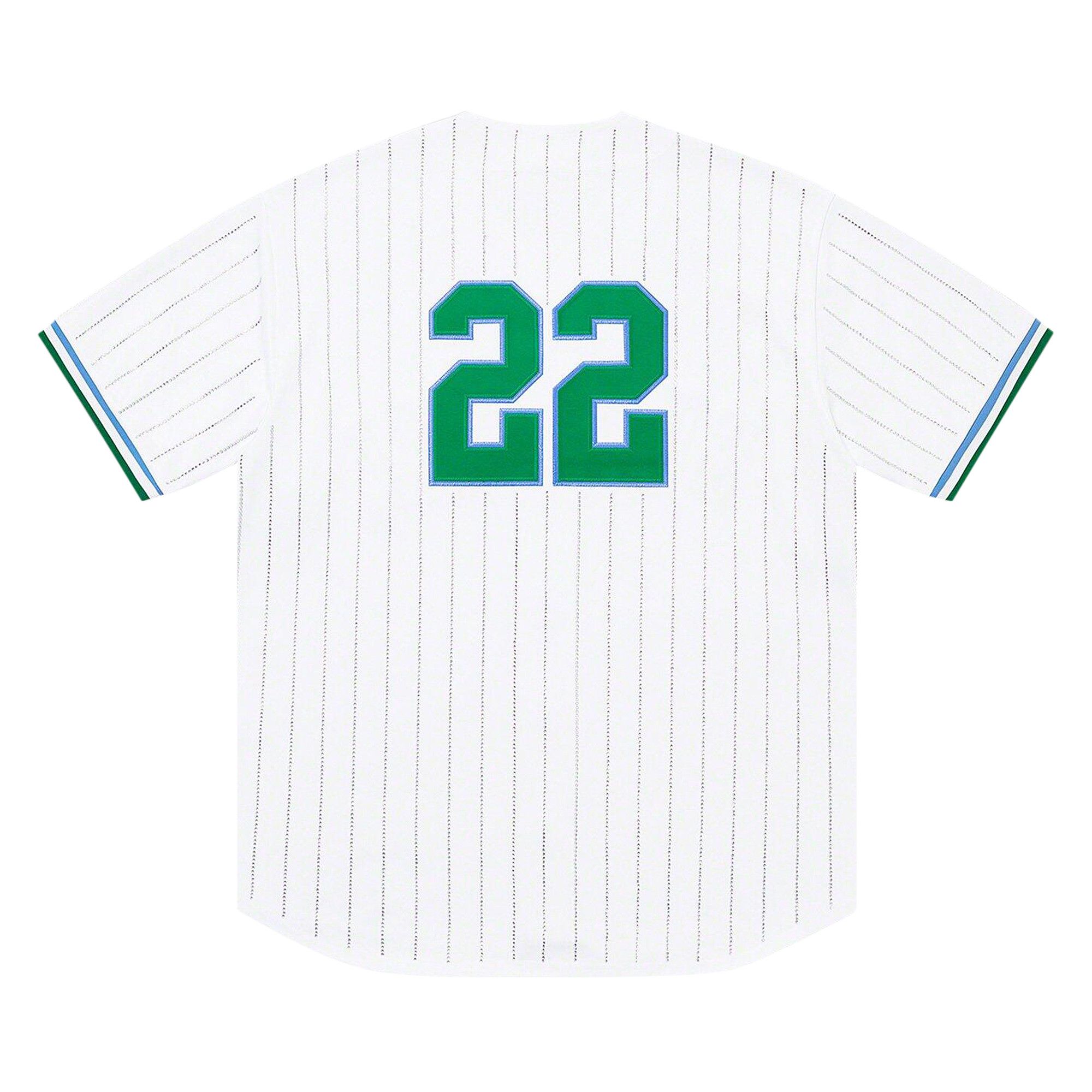 Buy Supreme Rhinestone Stripe Baseball Jersey 'White' - SS22KN44