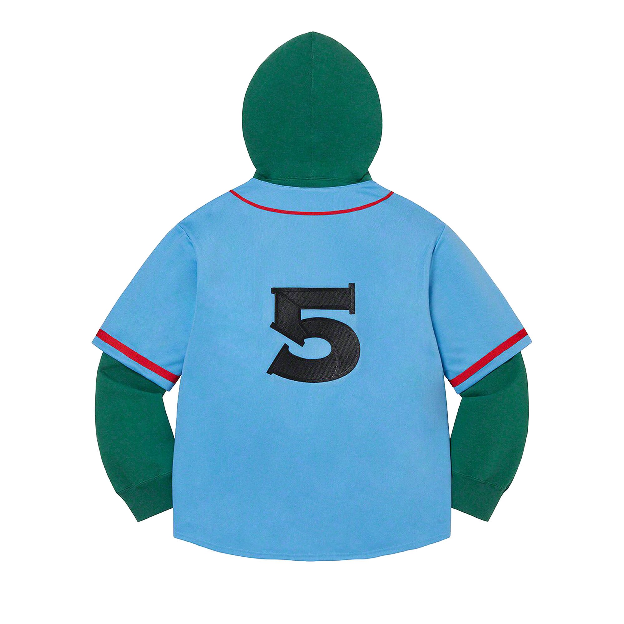 Buy Supreme Baseball Jersey Hooded Sweatshirt 'Light Blue Buy Supreme Baseball Jersey Hooded Sweatshirt 'Light Blue