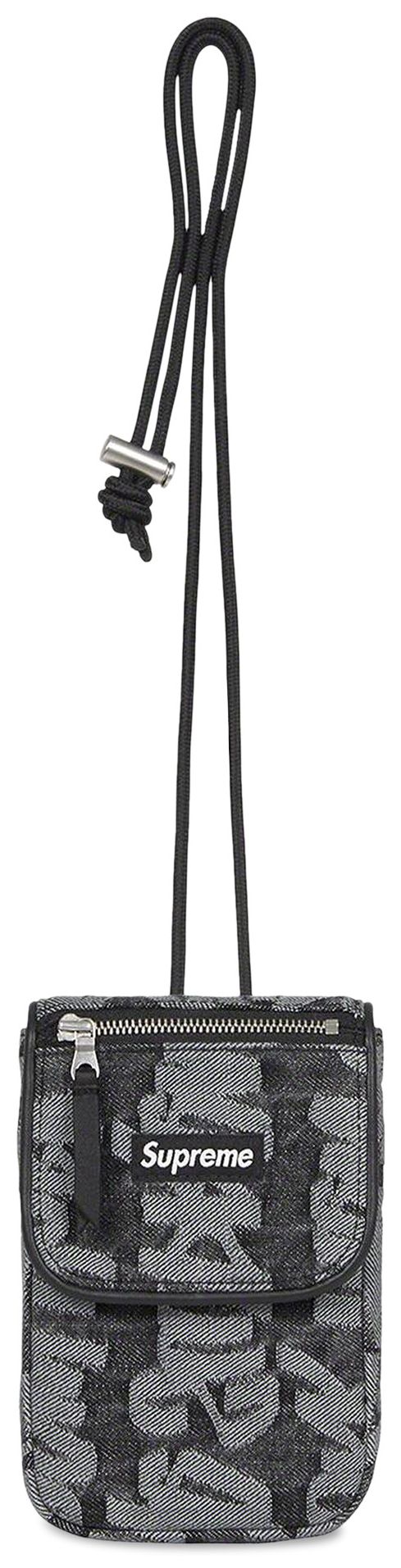 Supreme Fat Tip Jacquard Denim Neck Pouch Black