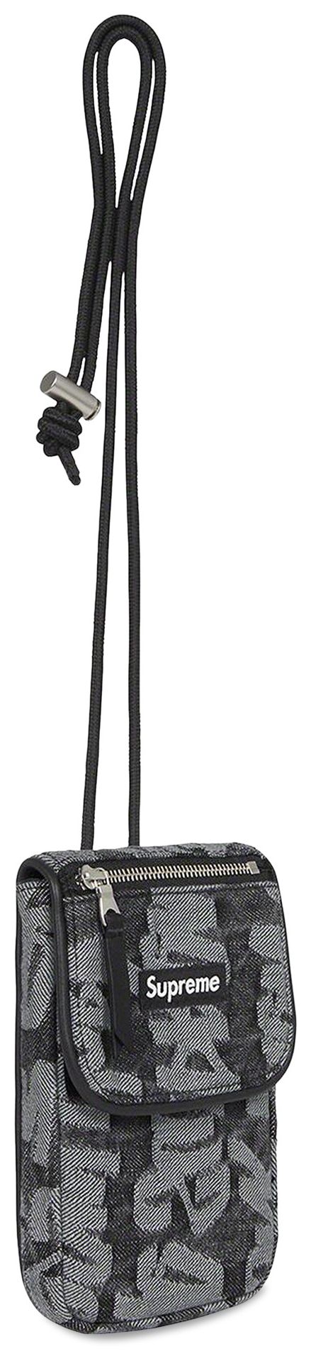 Supreme Fat Tip Jacquard Denim Neck Pouch Black