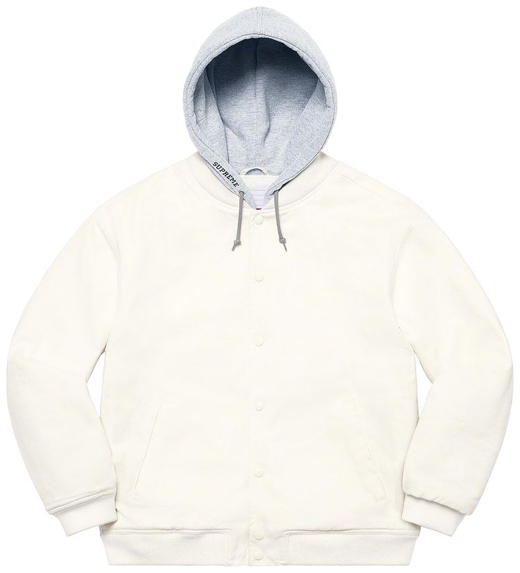 Supreme Hooded Twill Varsity Jacket White