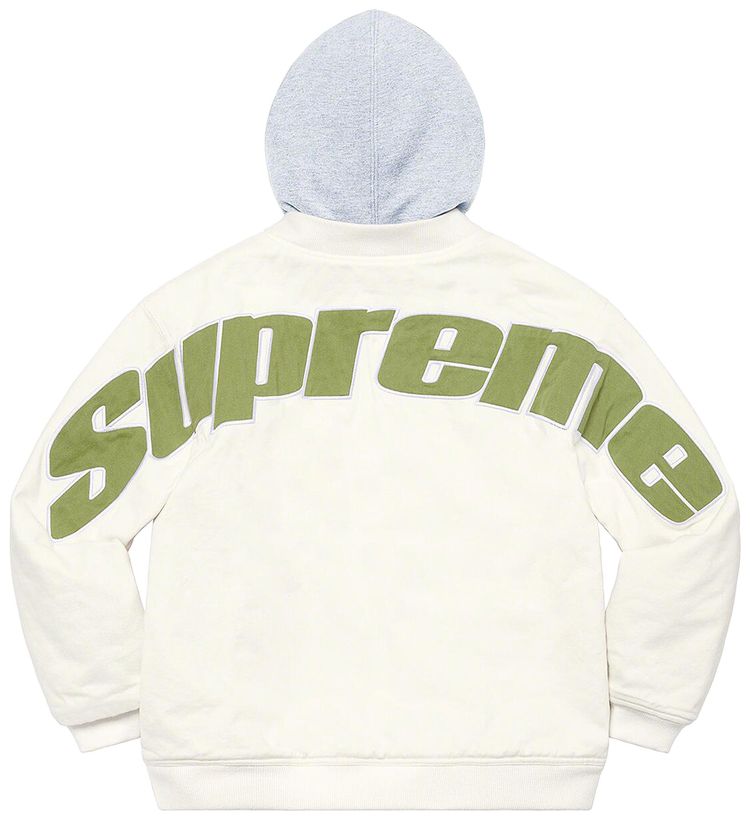 Supreme Hooded Twill Varsity Jacket White