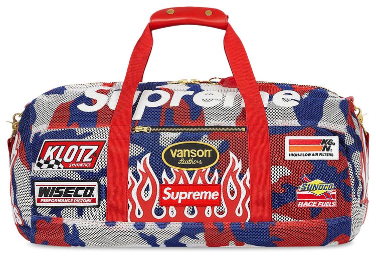 Supreme x Vanson Leathers Cordura Mesh Duffle Bag Red Camo