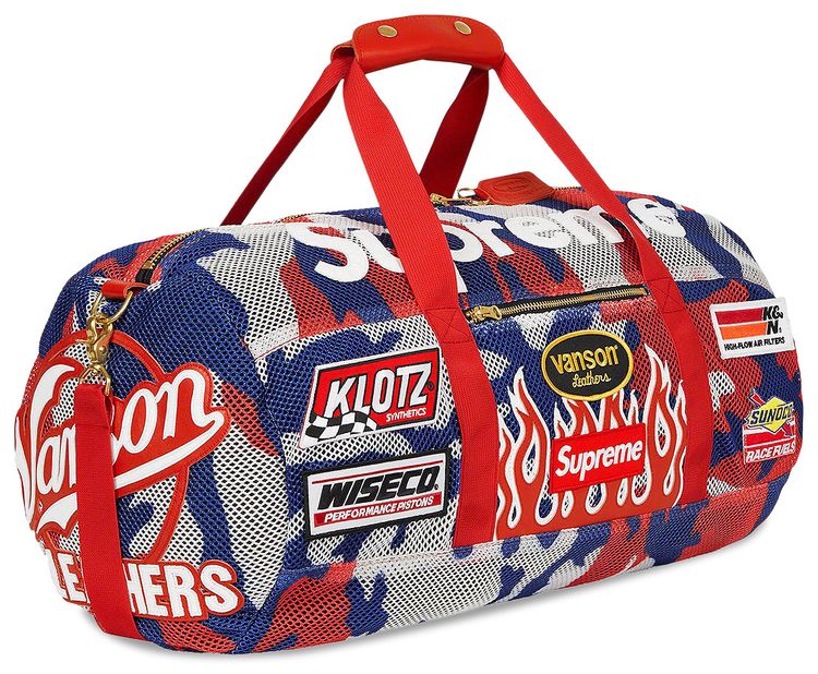 Supreme x Vanson Leathers Cordura Mesh Duffle Bag Red Camo