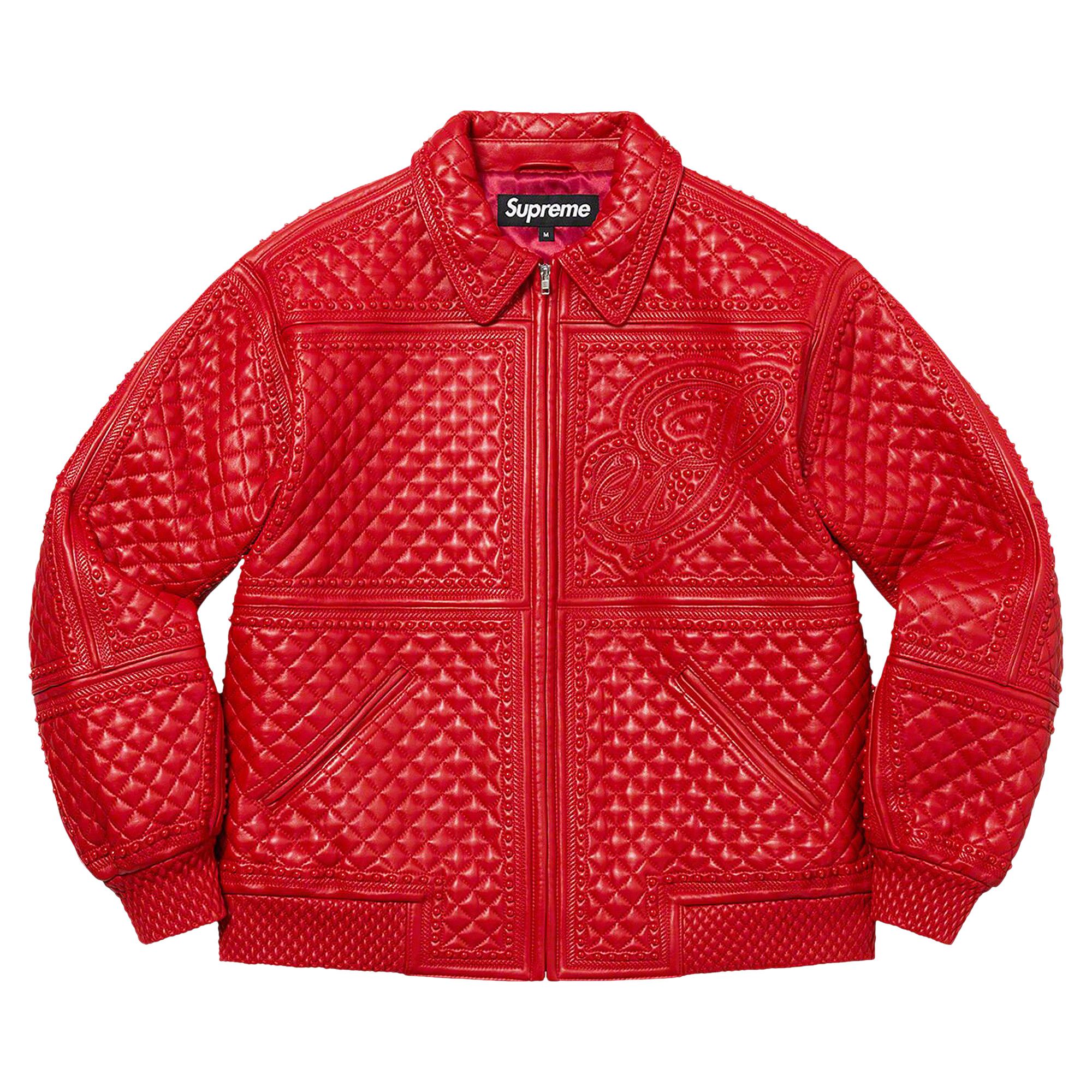 Supreme leather jacket red new arrivals