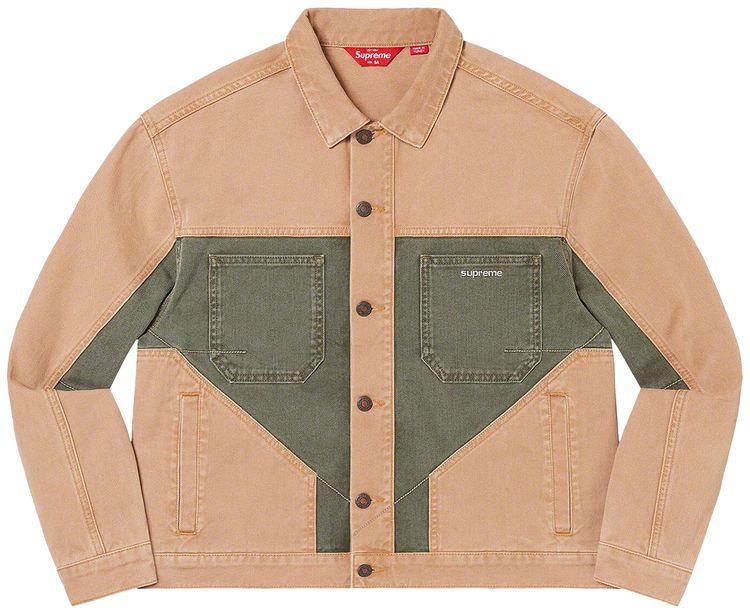 Supreme 2 Tone Paneled Denim Jacket Brown